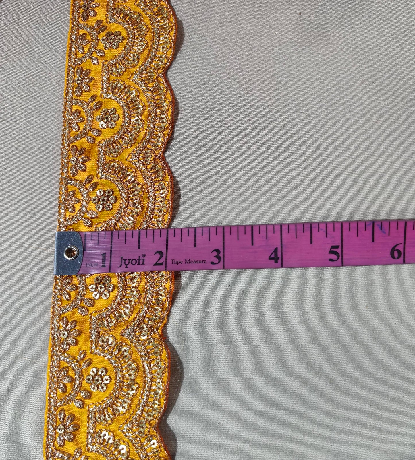 Haldi Yellow Sequins Embroidery Lace 15857