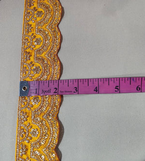 Haldi Yellow Sequins Embroidery Lace 15857