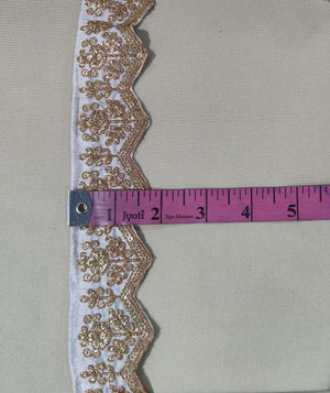 Lavender Chevron Zari Embroidery Lace 15843