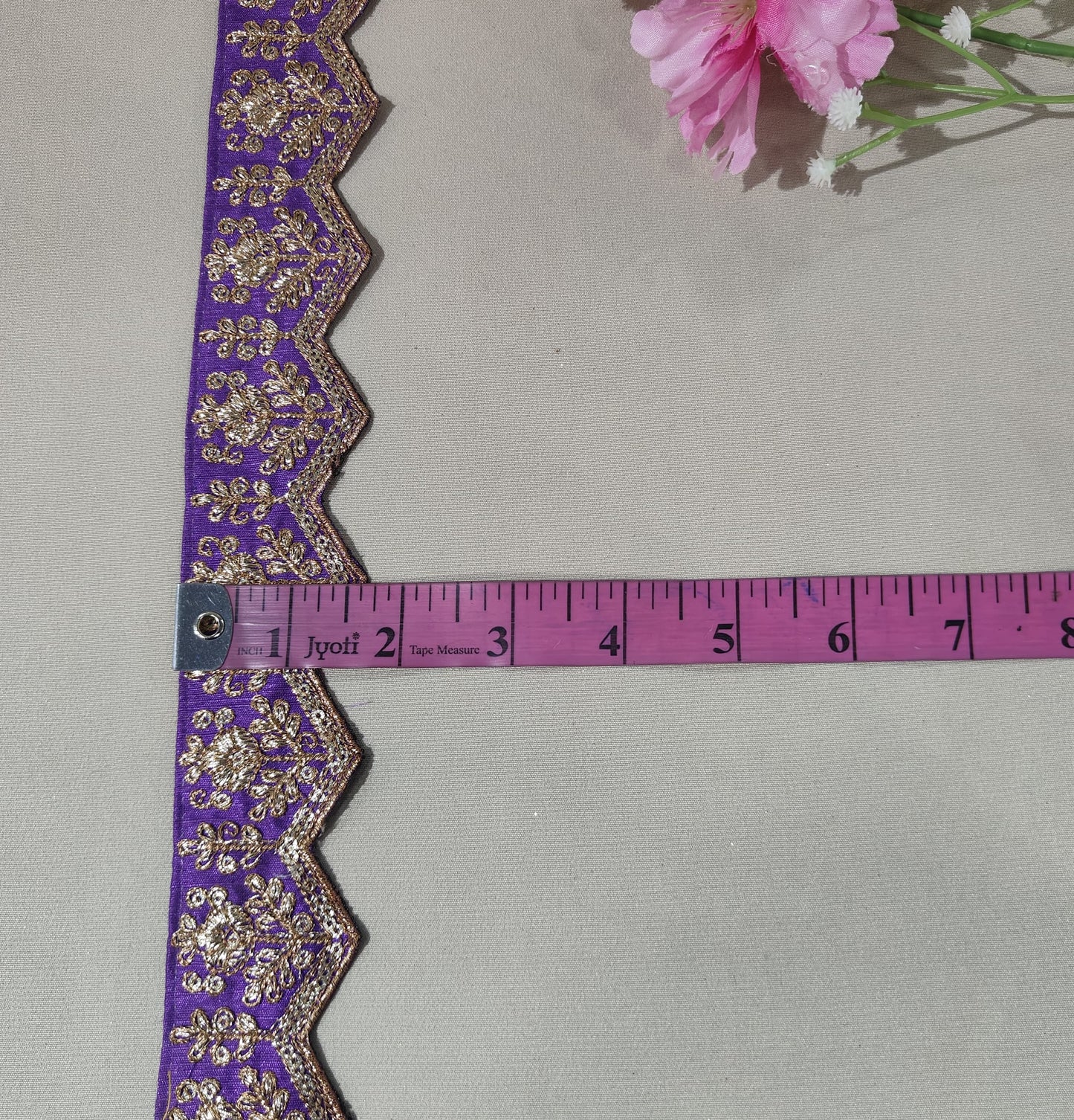 Light Purple Chevron Zari Embroidery Lace 15848