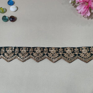 Dark Green Chevron Zari Embroidery Lace 15845