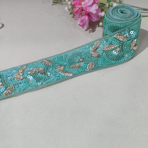 Green Sequins Embroidery Lace 15872 - TradeUNO