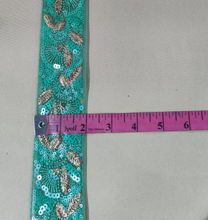 Green Sequins Embroidery Lace 15872 - TradeUNO