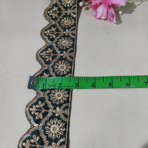 Dark Green Traditional Zari Embroidery Lace 15859