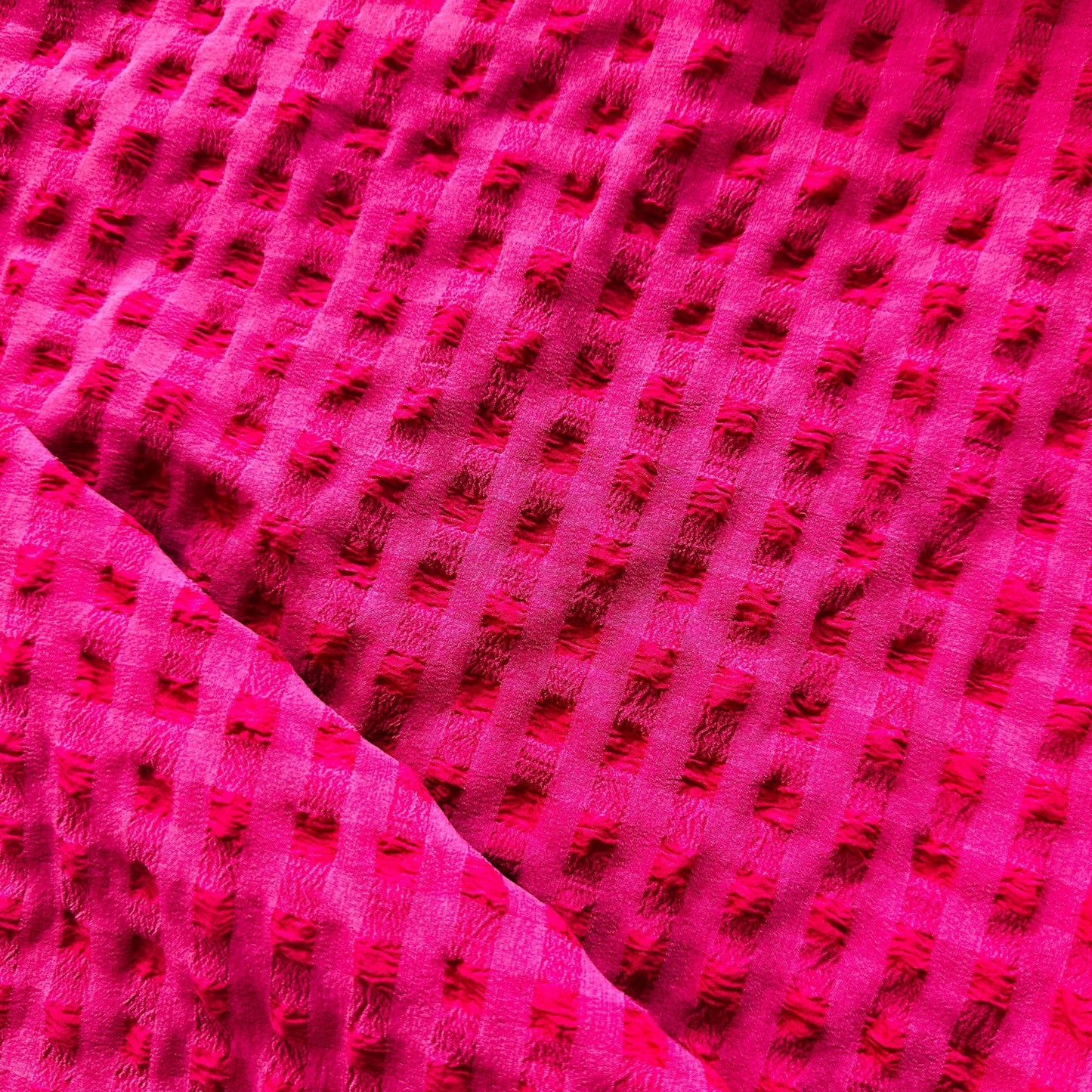 Pink Check Print Dobby Cotton Fabric 6505