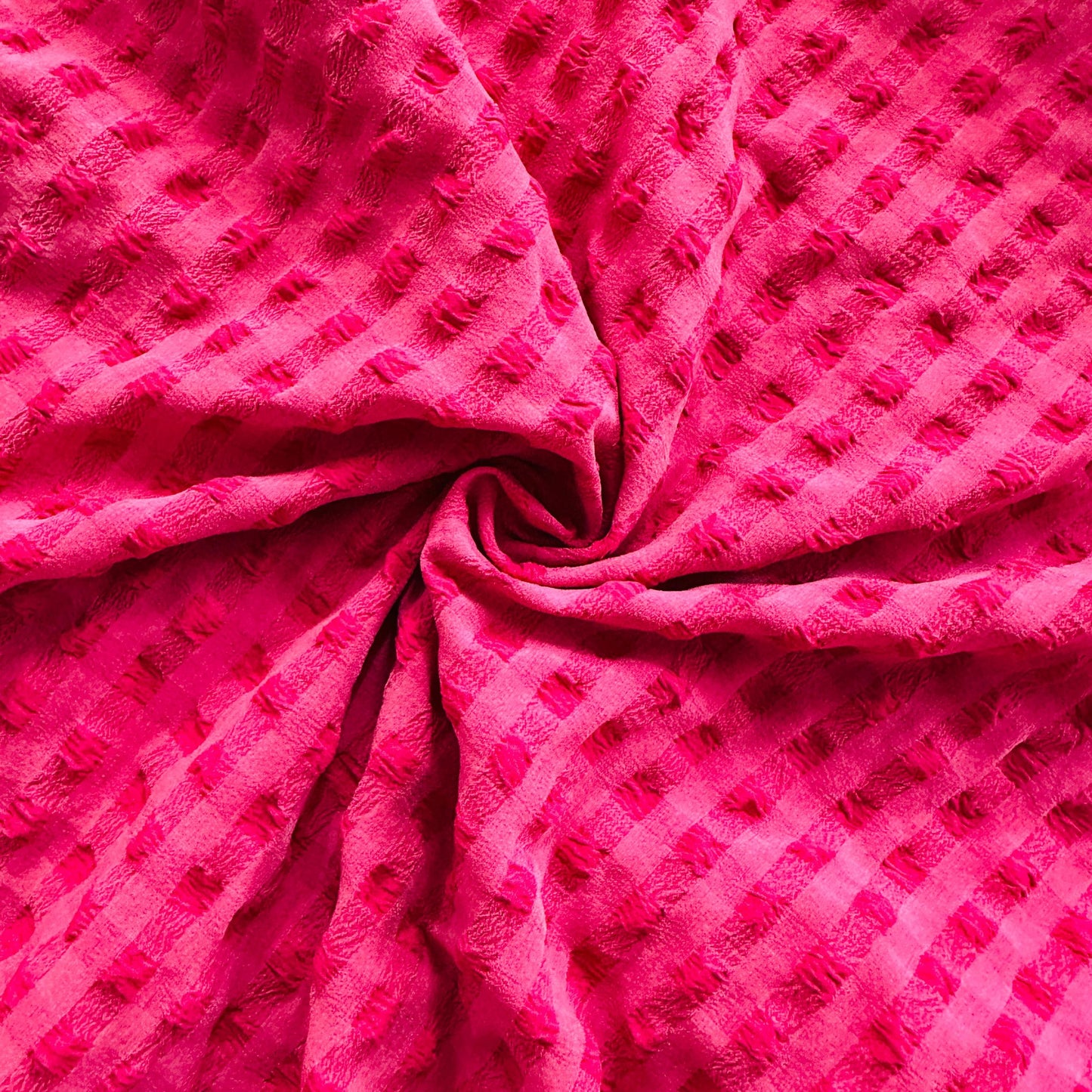 Pink Check Print Dobby Cotton Fabric 6505