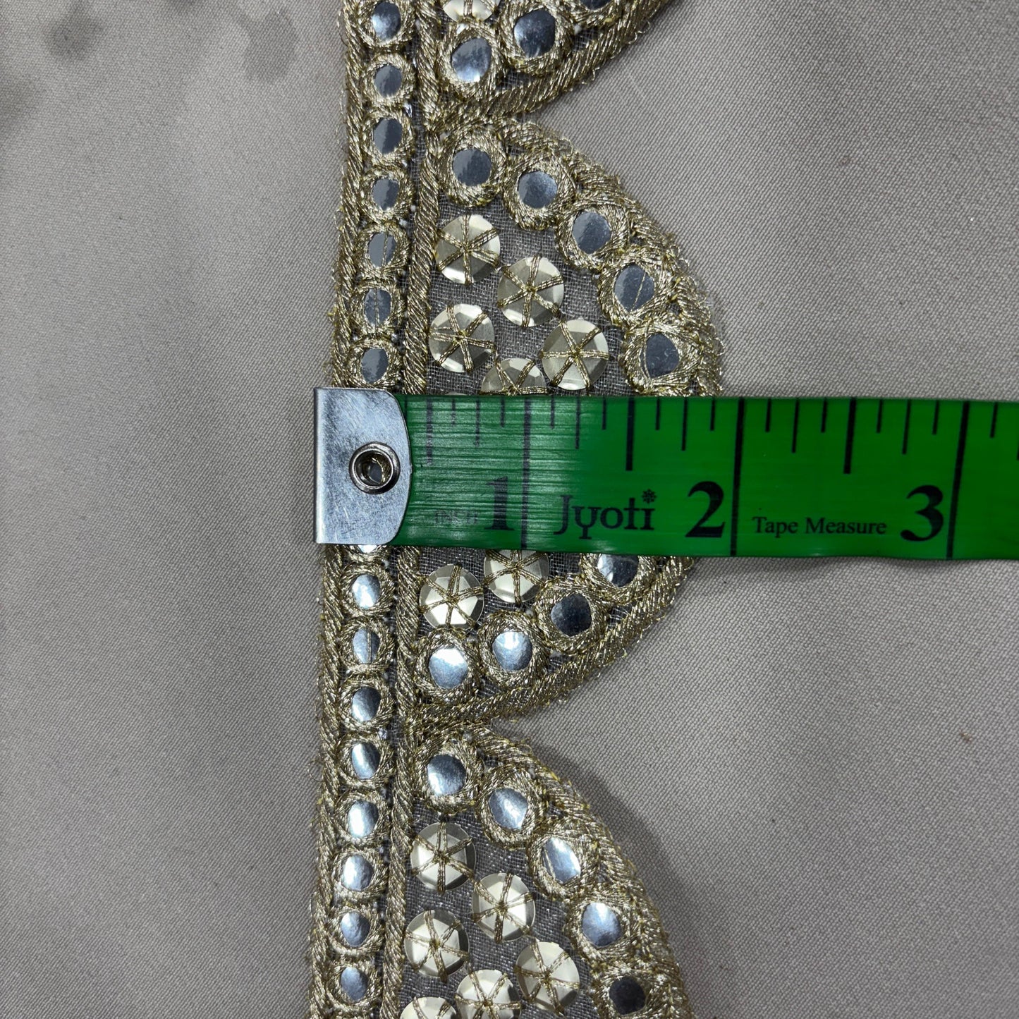 Golden Chevron Sequence Organza Lace 14689