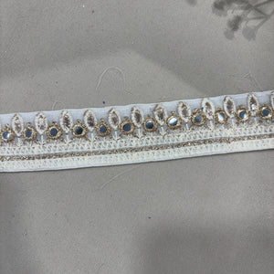 White Zari Mirror Embroidery Lace 15794