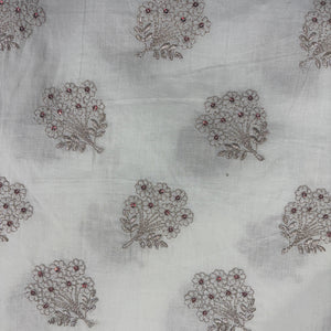 Griege Floral Sequence Embroidery Dyeable Cotton Fabric 9066