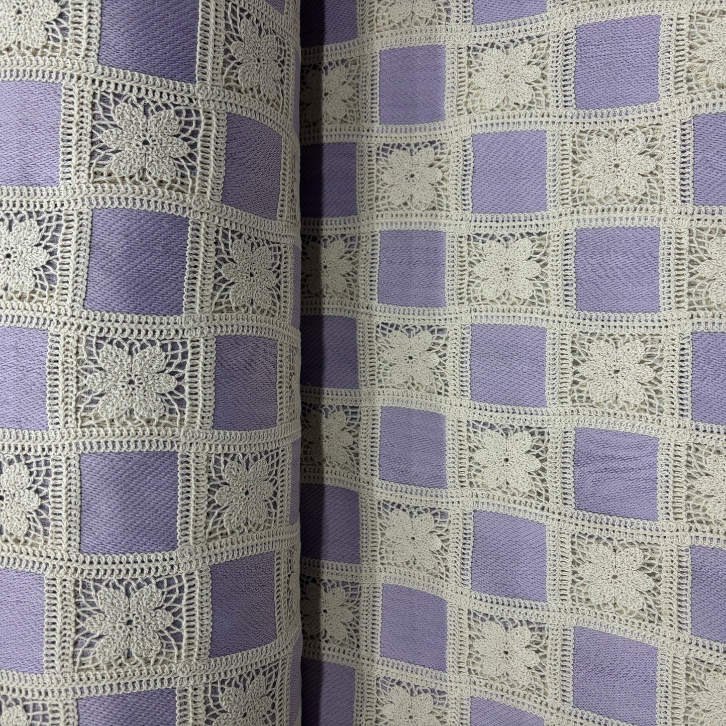 Purple Sequins Floral Embroidery Crepe Crochet Fabric 17390