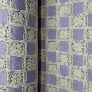 Purple Sequins Floral Embroidery Crepe Crochet Fabric 17390