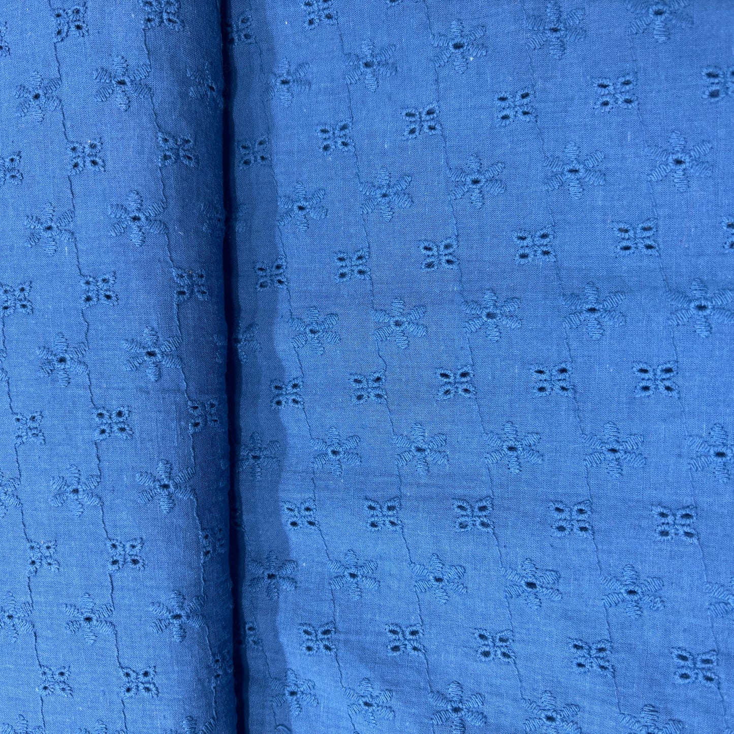 Dark Blue Floral Embroidery Cotton Schiffli Fabric 17259
