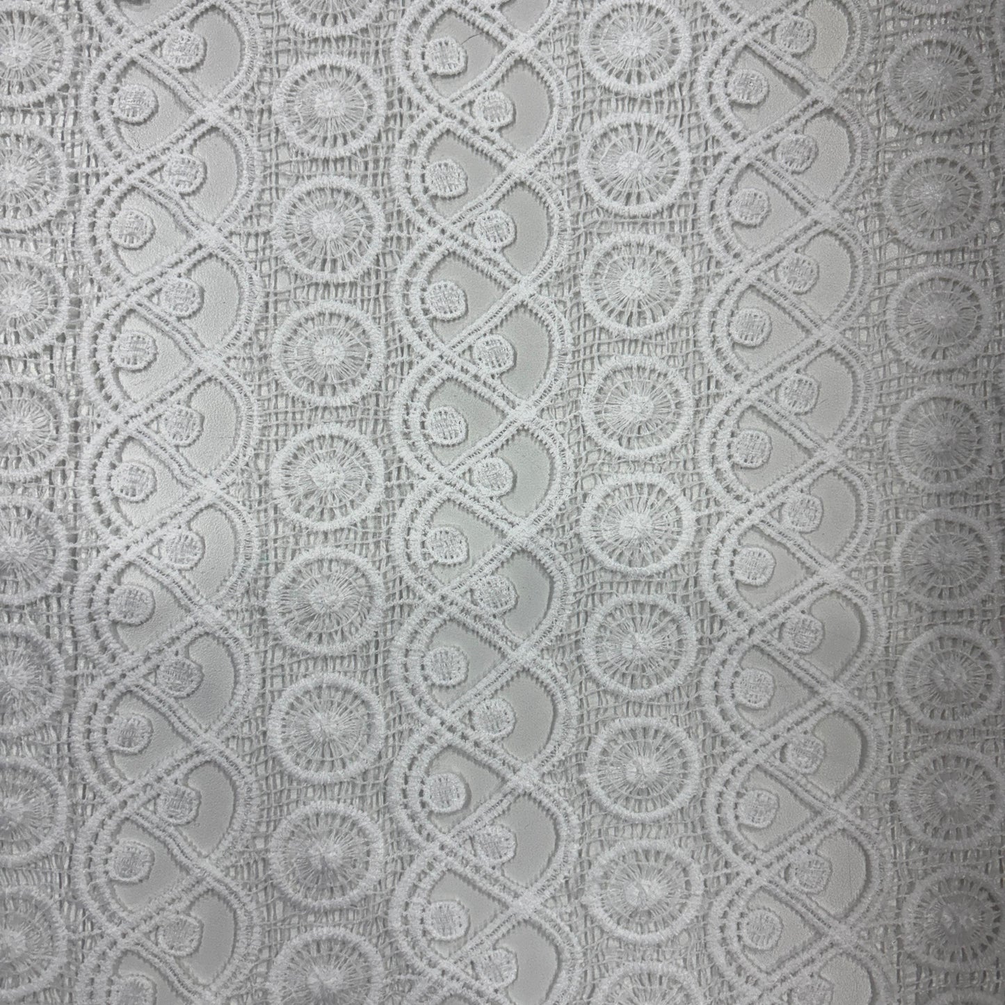 Premium White Geometrical Crochet Fabric 16149