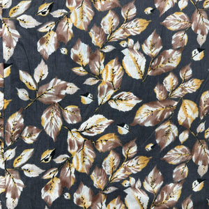 Black Tropical Print Cotton Fabric 16219