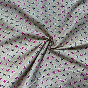 Cream & Pink Geometerical Print Cotton Fabric 8590