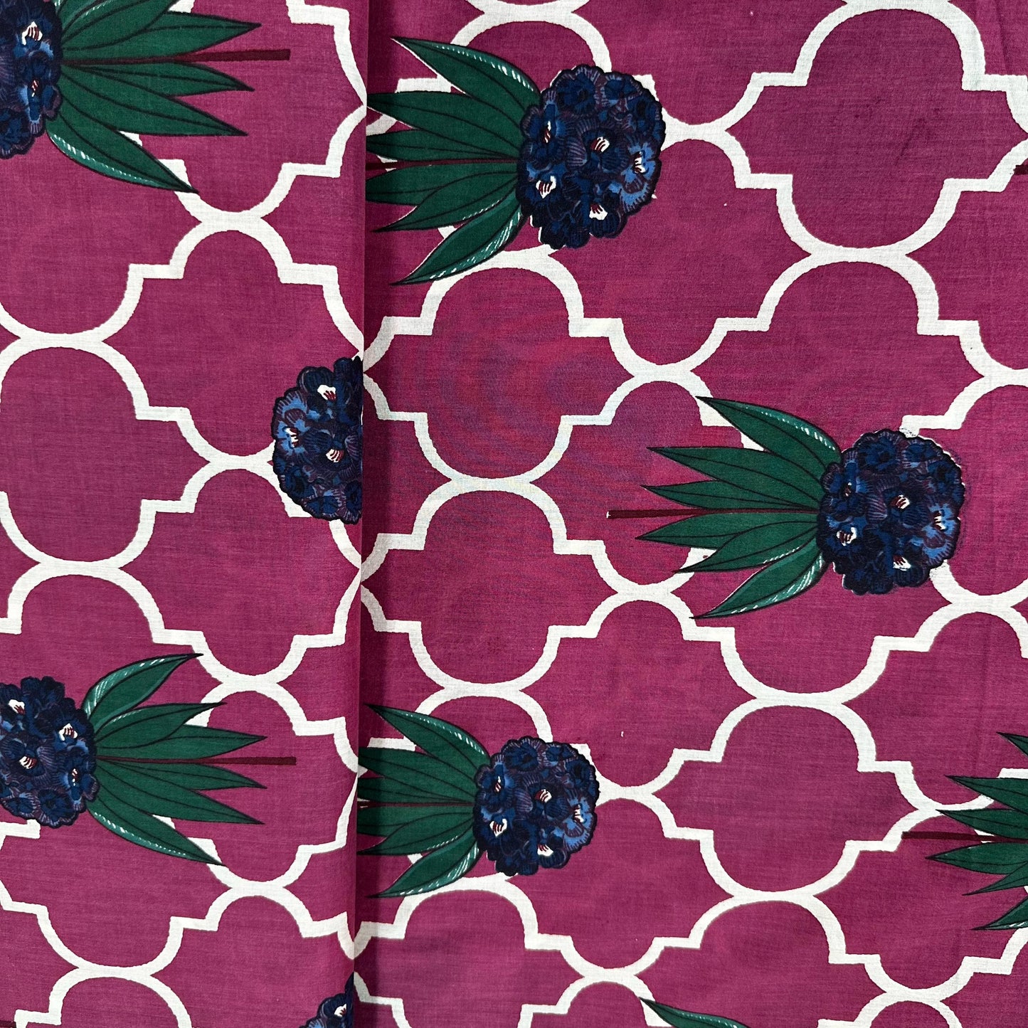 Purple Bagru Print Cotton Fabric 24226