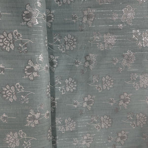 Sky Blue Floral Print Lurex Cotton Fabric 23787
