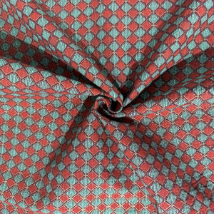 Red & Green Geometrical Print Kantha Cotton Fabric 23784