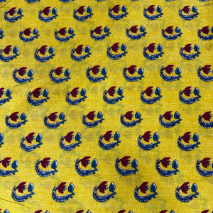 Yellow Floral Print Cotton Fabric 24243