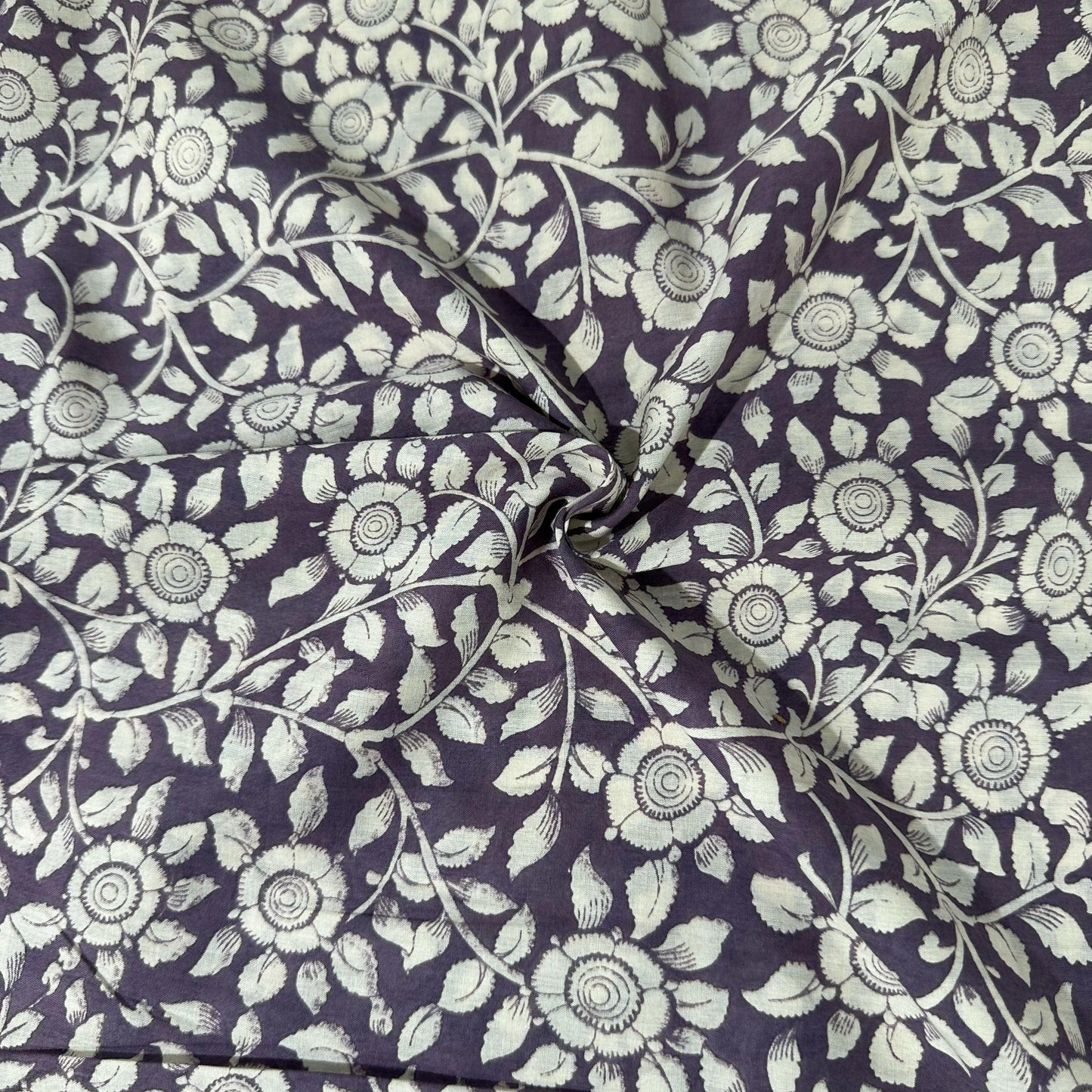 Lavender Floral Bagru Print Cotton Fabric 24236