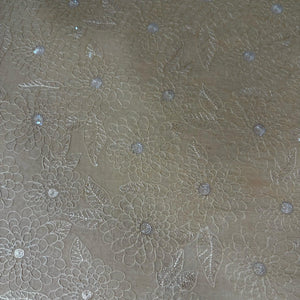 Orange Floral Sequence Thread Embroidery Cotton Fabric 11033