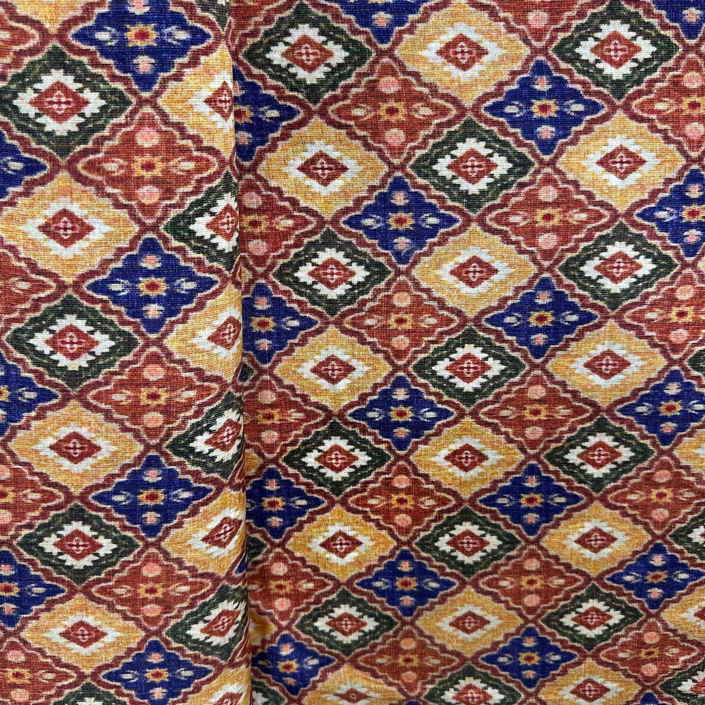 Yellow Ikkat Print Tusser Silk Fabric 20370