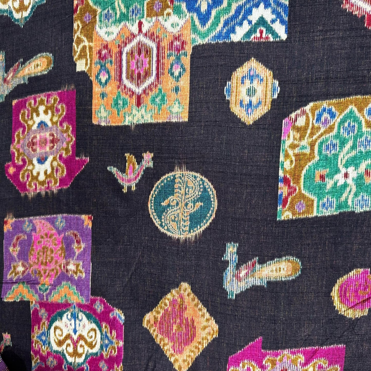 Brown Traditional Print Tusser Silk Fabric 20363