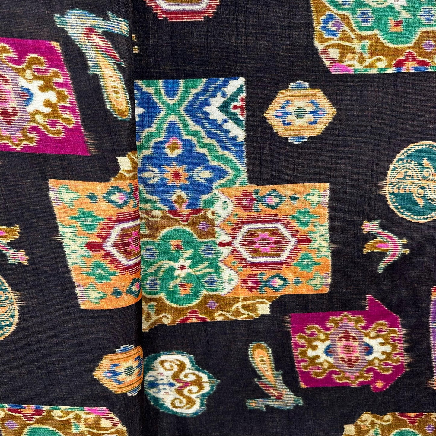 Brown Traditional Print Tusser Silk Fabric 20363