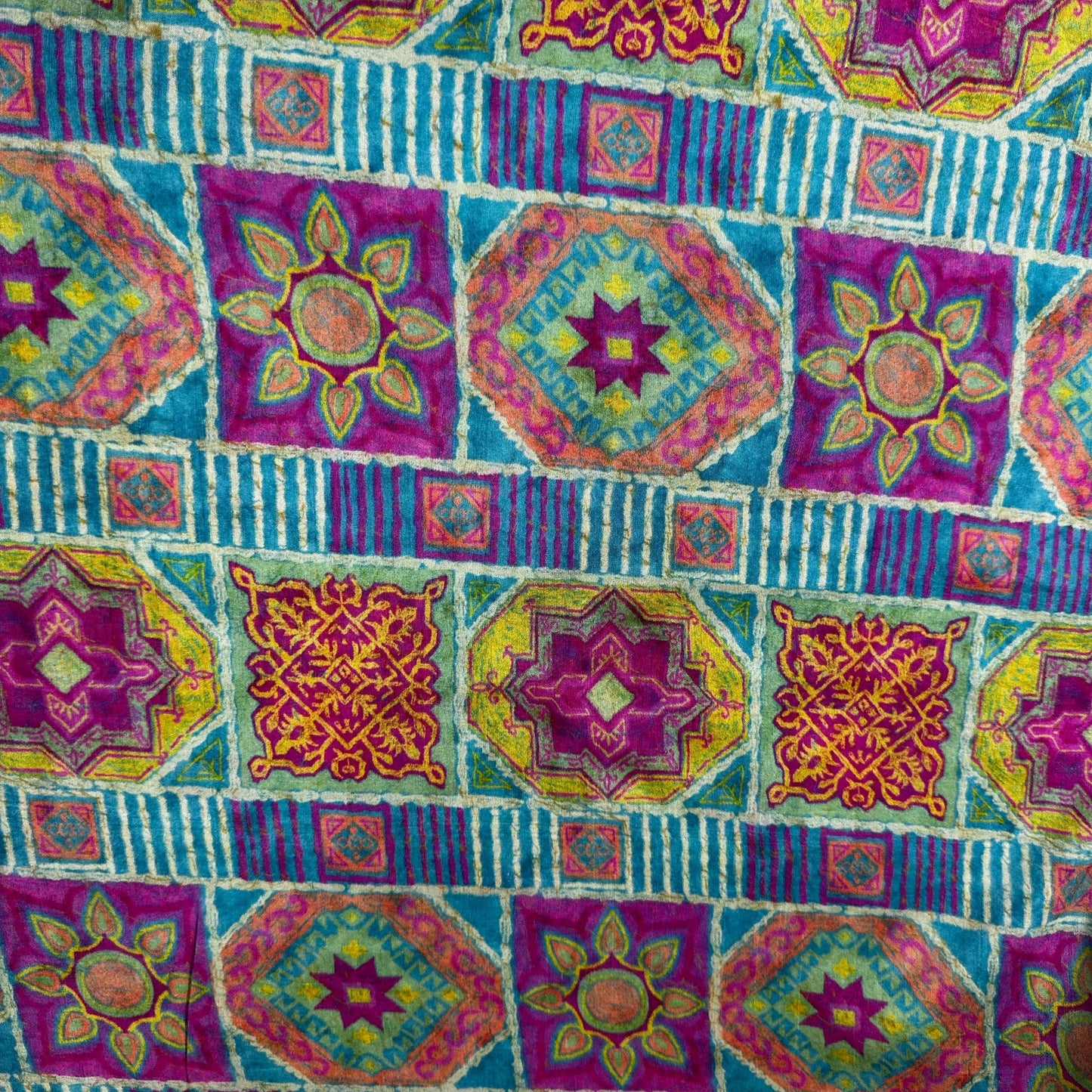 Pink Geometrical Print Tusser Silk Fabric 20365