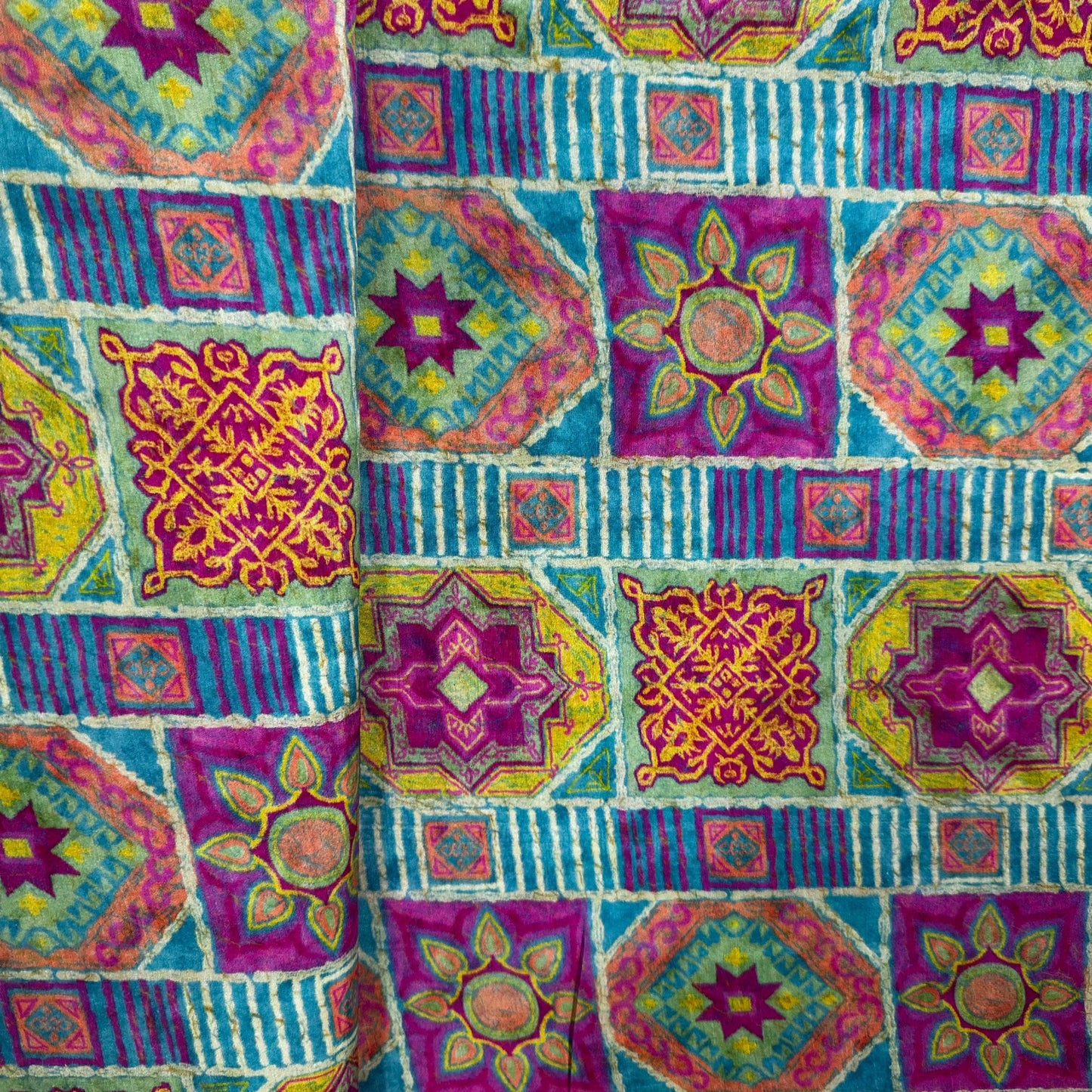 Pink Geometrical Print Tusser Silk Fabric 20365