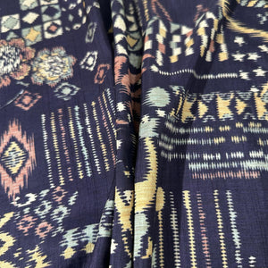 Wine Ikkat Print Tusser Silk Fabric 20371