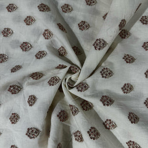 Griege Floral Sequence Embroidery Dyeable Cotton Fabric 9064