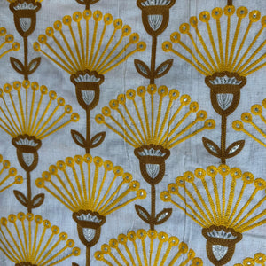 Off White Thread Embroidery Cotton Fabric 15731