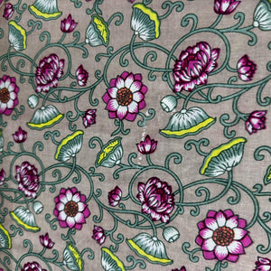 Cream Pink Floral Print Cotton Fabric 16239