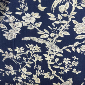 Navy Blue Floral Print Pashmina Fabric 20998