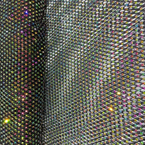 Black Imported Rhinestone Embroidery Mesh Net Fabric 12485