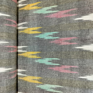 Grey Multicolor Ikkat Print Cotton Fabric 16284