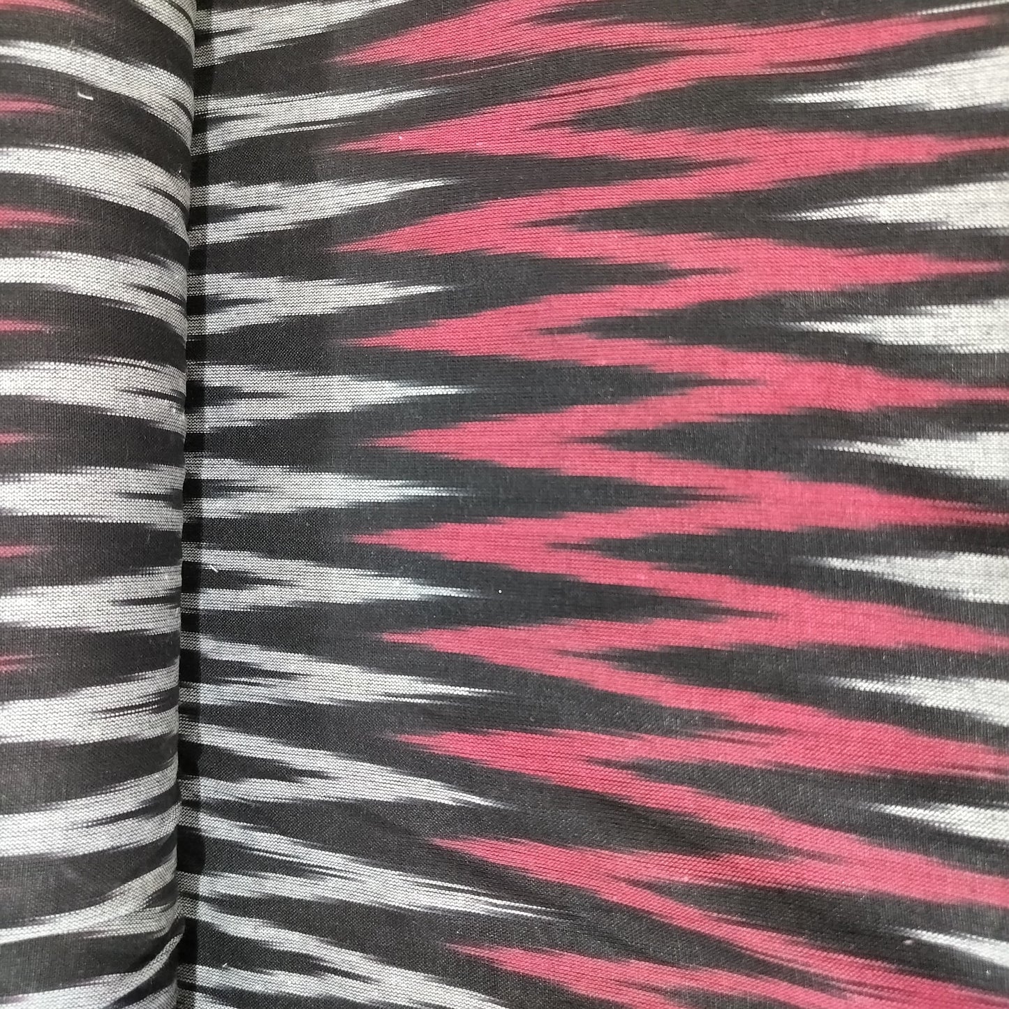 Black Pink Ikkat Print Cotton Fabric 16318