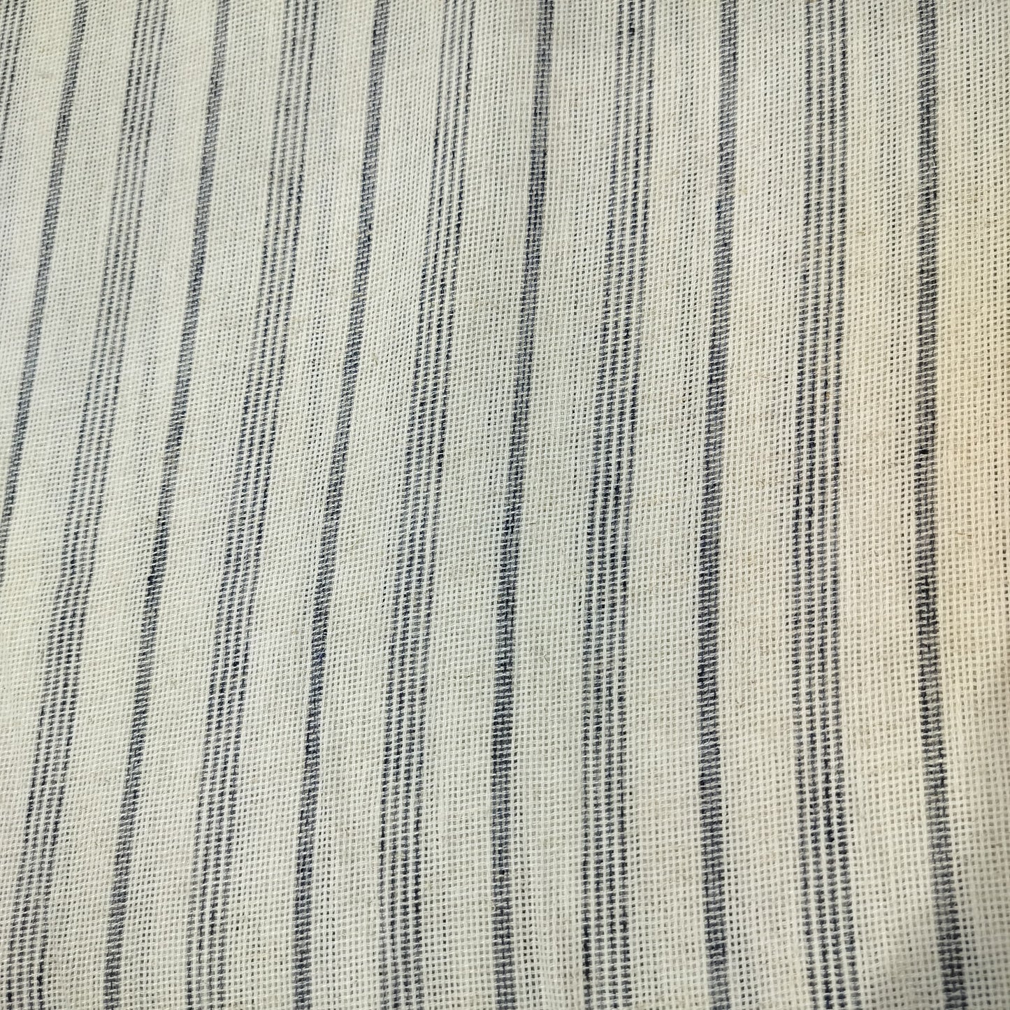 Grey Stripes Print Linen Denim Fabric 16495