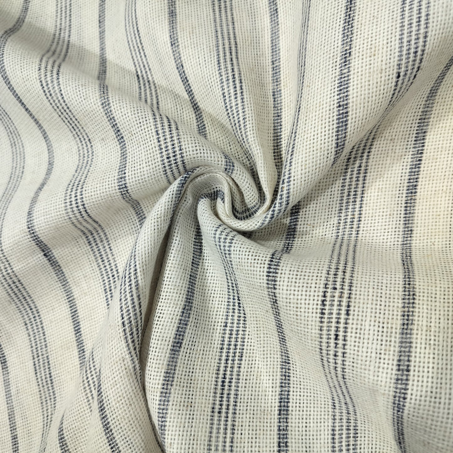 Grey Stripes Print Linen Denim Fabric 16495