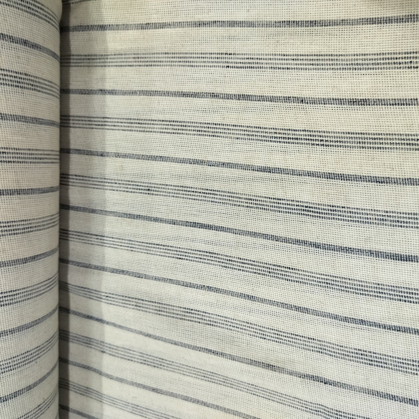 Grey Stripes Print Linen Denim Fabric 16495