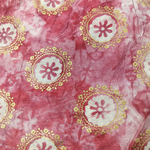 Pink Buti Batik Foil Print Chanderi Fabric 15515