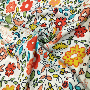 White with Multicolor Floral Rayon Fabric 7001