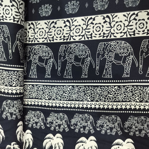 Navy Blue Tropical Print Rayon Fabric 17337