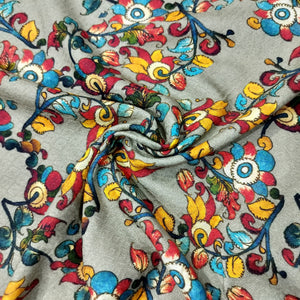 Green Floral Printed Viscose Fabric 4414