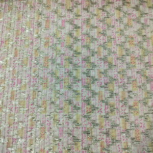 Pink Floral Print Gota Work Cambric Cotton Fabric 15936