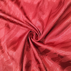 Red Leaves Satin Jacquard Fabric 14400