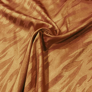Orange Leaves Satin Jacquard Fabric 14399