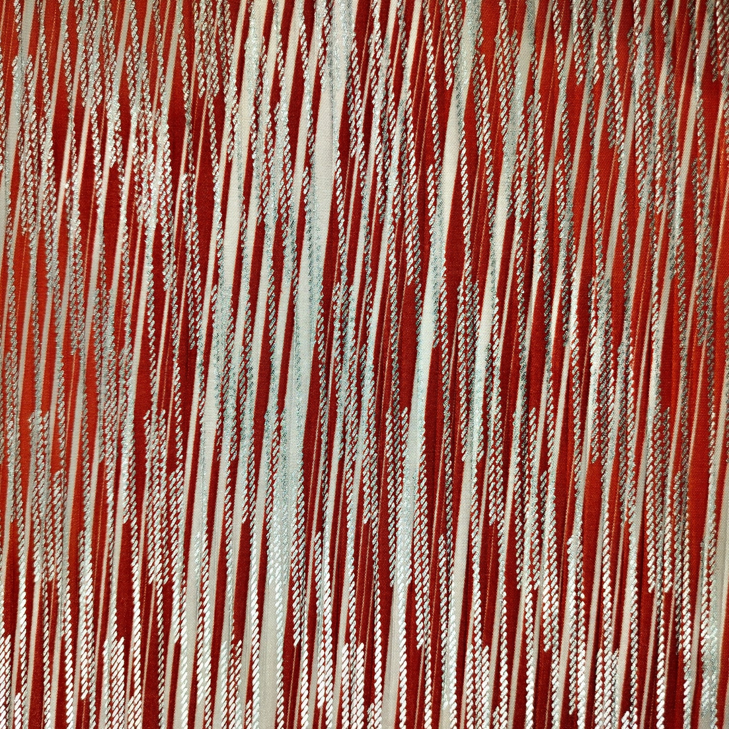 Red & White Stripes Foil Knitted Fabric 6427