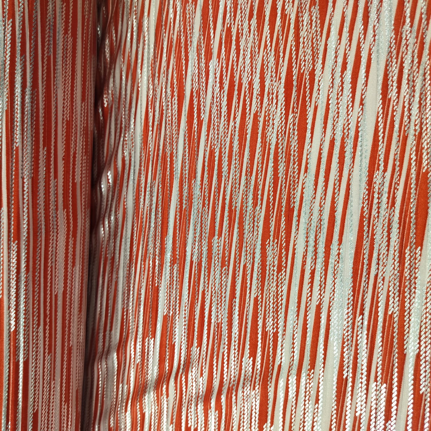 Red & White Stripes Foil Knitted Fabric 6427